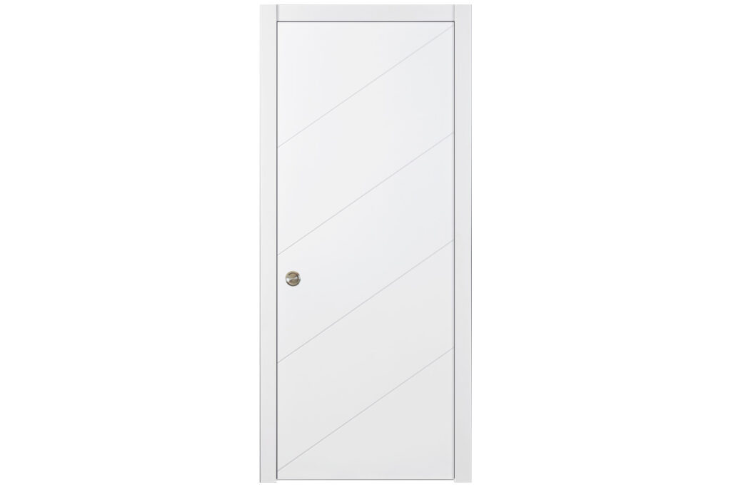 Nova Slant Soft White Laminated Traditional interior Door - Single Pocket