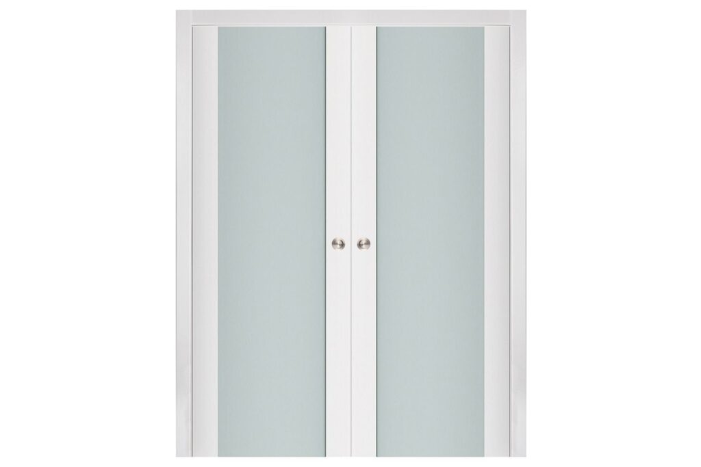 Nova Triplex 001 Soft White Laminated Modern Interior Door - Double Pocket