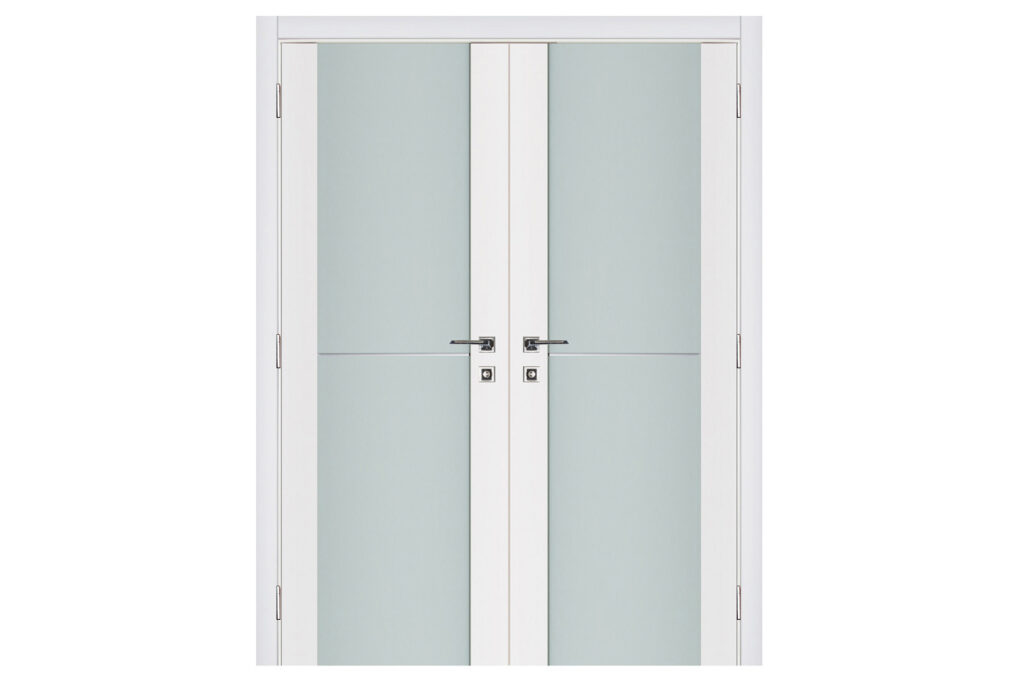 Nova Triplex 002 Soft White Laminated Modern Interior Door - Double Door