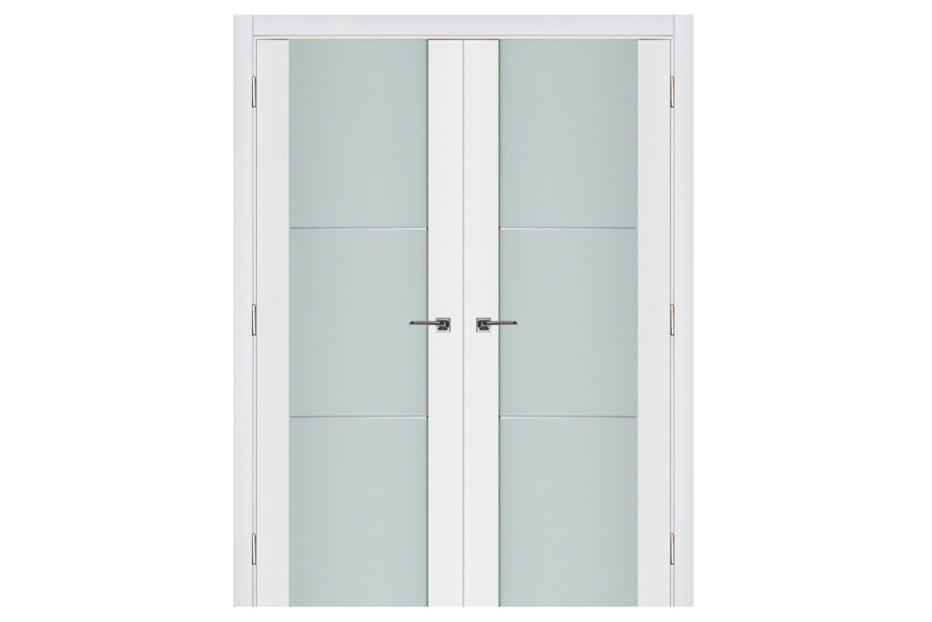 Nova Triplex 004 Soft White Laminated Modern Interior Door - Double Door