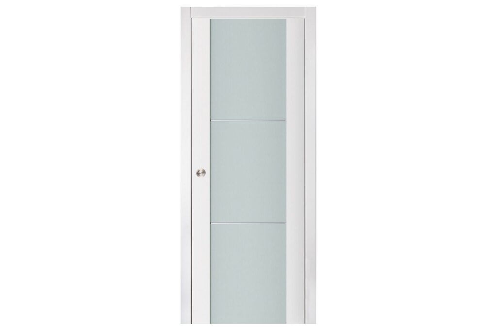Nova Triplex 004 Soft White Laminated Modern Interior Door - Single Pocket