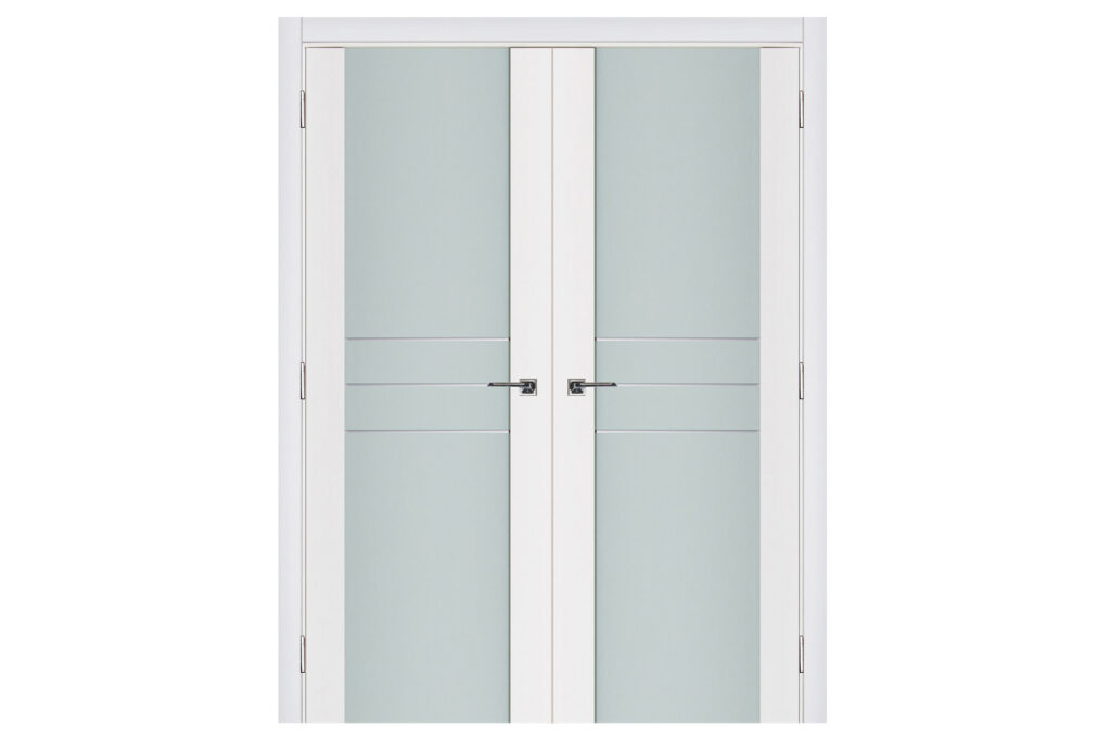Nova Triplex 005 Soft White Laminated Modern Interior Door - Double Door