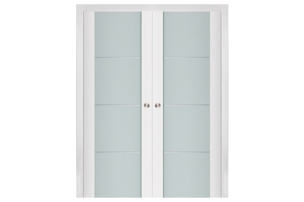Nova Triplex 006 Soft White Laminated Modern Interior Door - Double Pocket