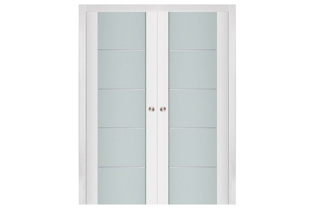 Nova Triplex 007 Soft White Laminated Modern Interior Door - Double Pocket