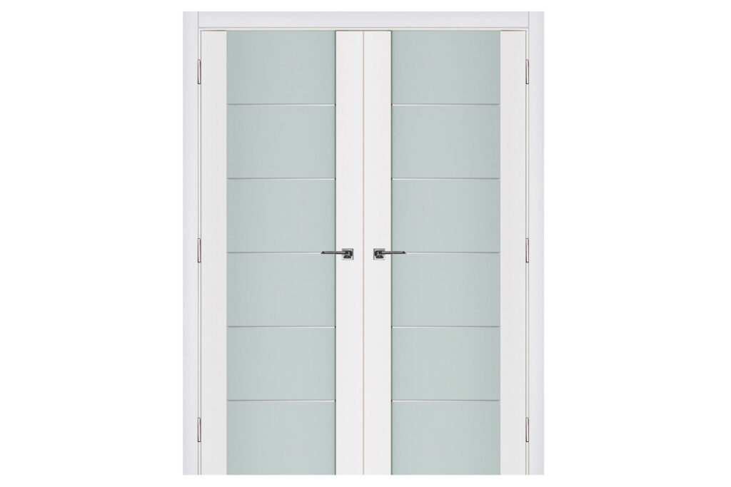 Nova Triplex 008 Soft White Laminated Modern Interior Door - Double Door