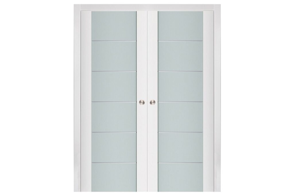 Nova Triplex 008 Soft White Laminated Modern Interior Door - Double Pocket