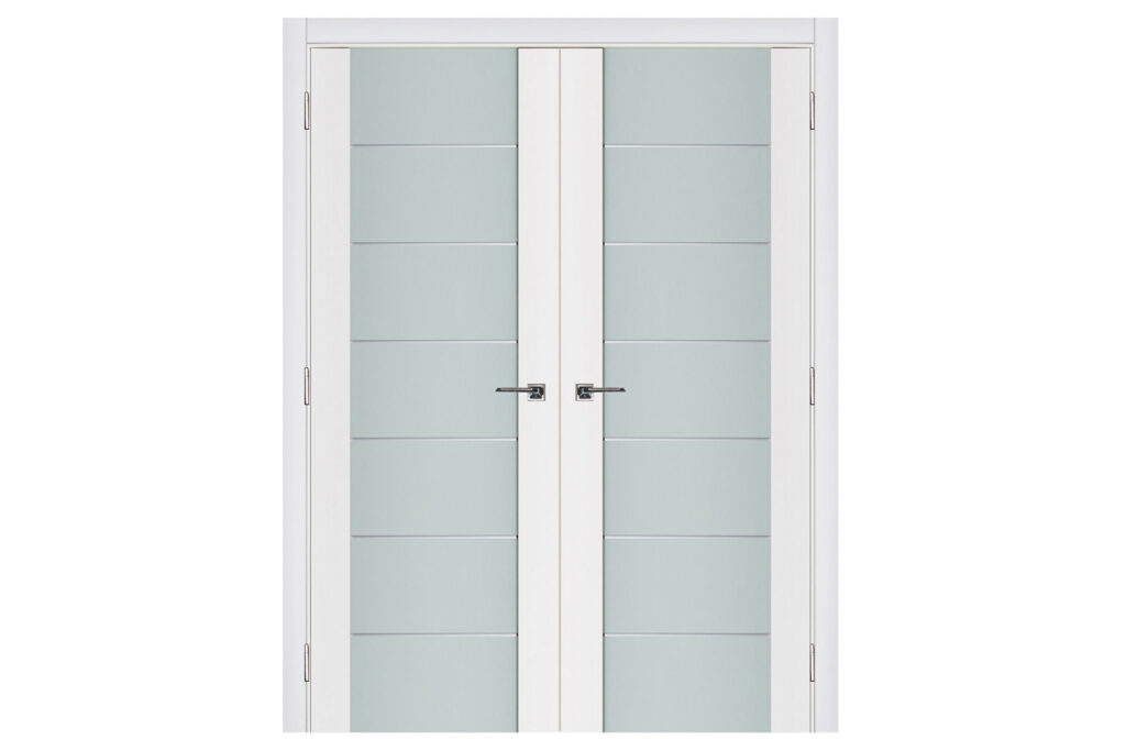 Nova Triplex 009 Soft White Laminated Modern Interior Door - Double Door