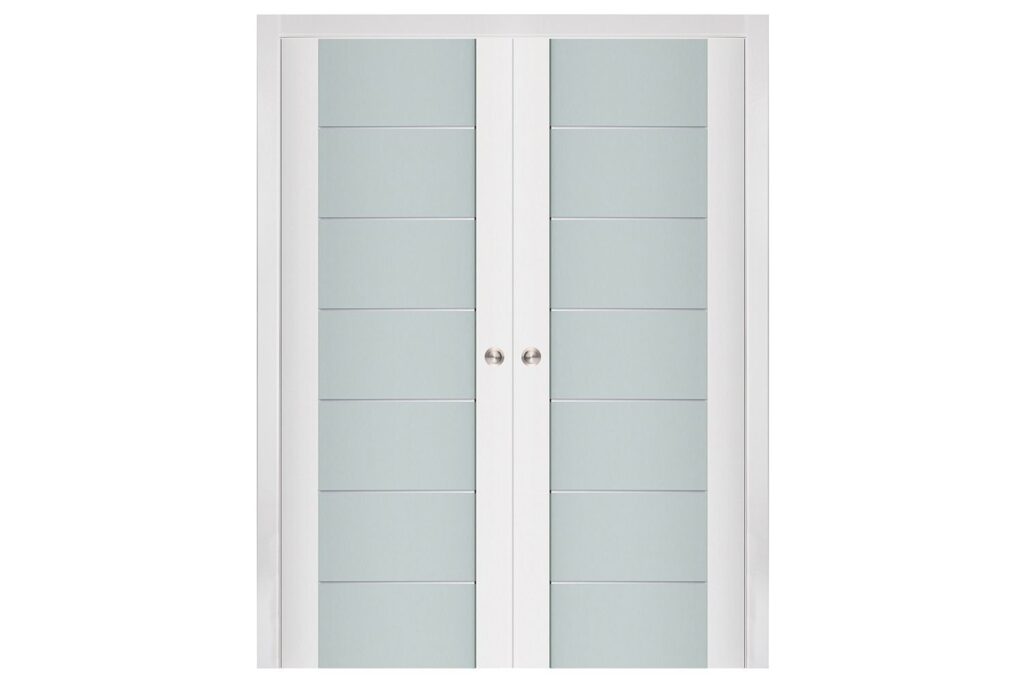 Nova Triplex 009 Soft White Laminated Modern Interior Door - Double Pocket