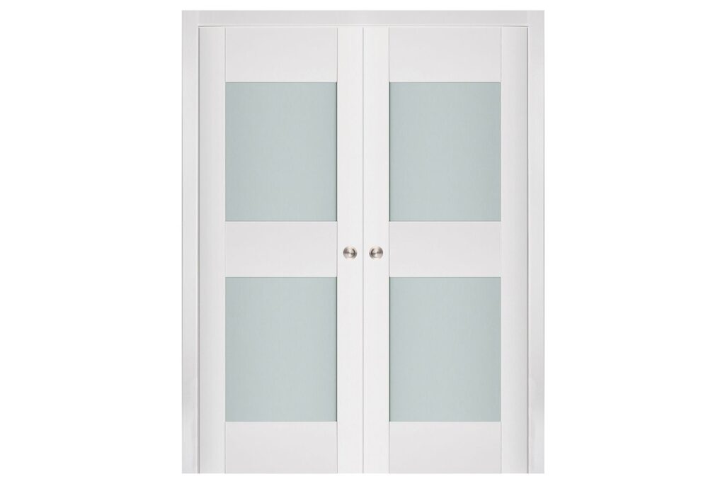 Nova Triplex 013 Soft White Laminated Modern Interior Door - Double Pocket