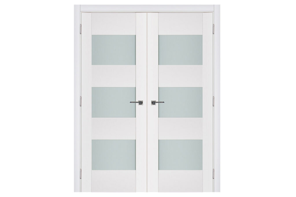 Nova Triplex 015 Soft White Laminated Modern Interior Door - Double Door