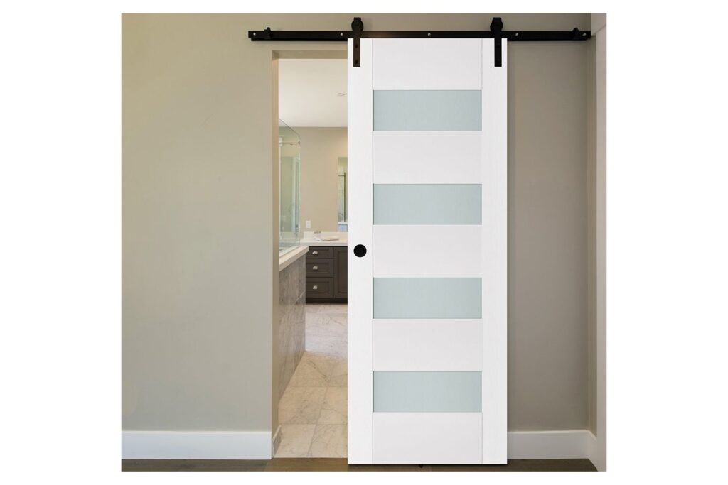Nova Triplex 017 Soft White Laminated Modern Interior Door - Barn Door