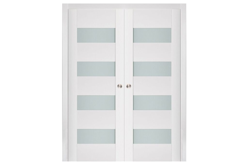 Nova Triplex 017 Soft White Laminated Modern Interior Door - Double Pocket