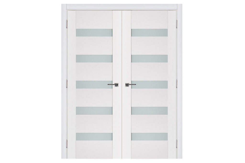 Nova Triplex 018 Soft White Laminated Modern Interior Door - Double Door