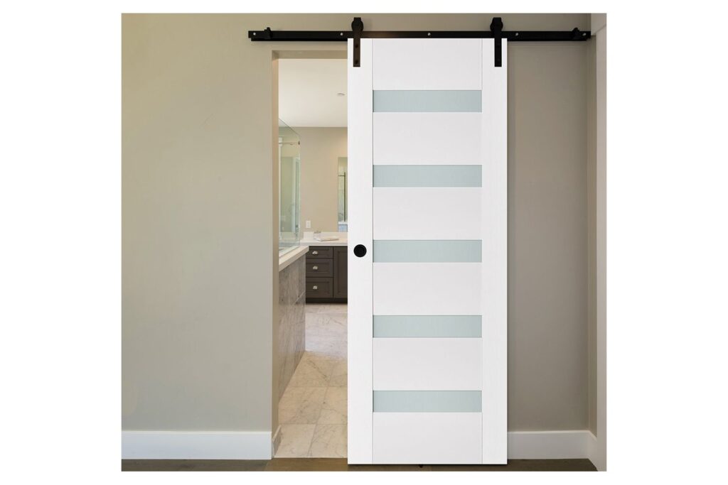 Nova Triplex 018 Soft White Laminated Modern Interior Door - Barn Door