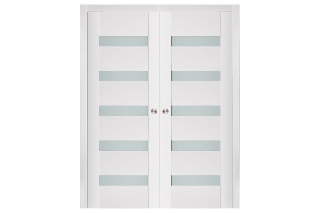 Nova Triplex 018 Soft White Laminated Modern Interior Door - Double Pocket