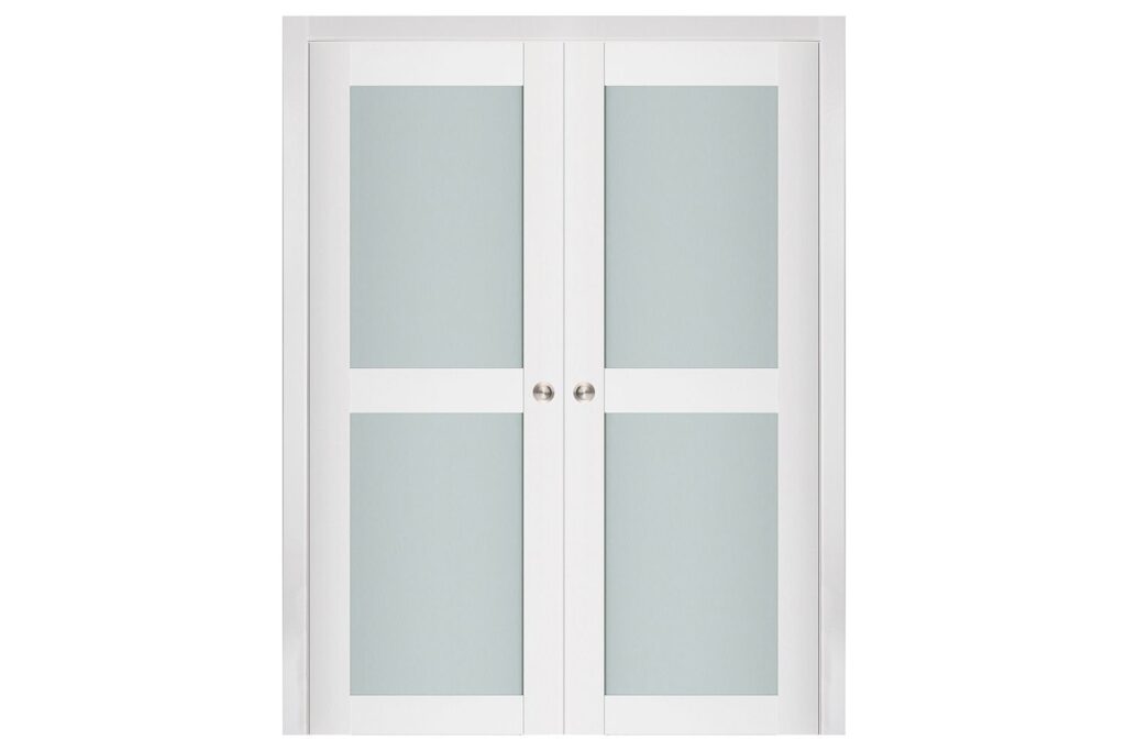 Nova Triplex 020 Soft White Laminated Modern Interior Door - Double Pocket