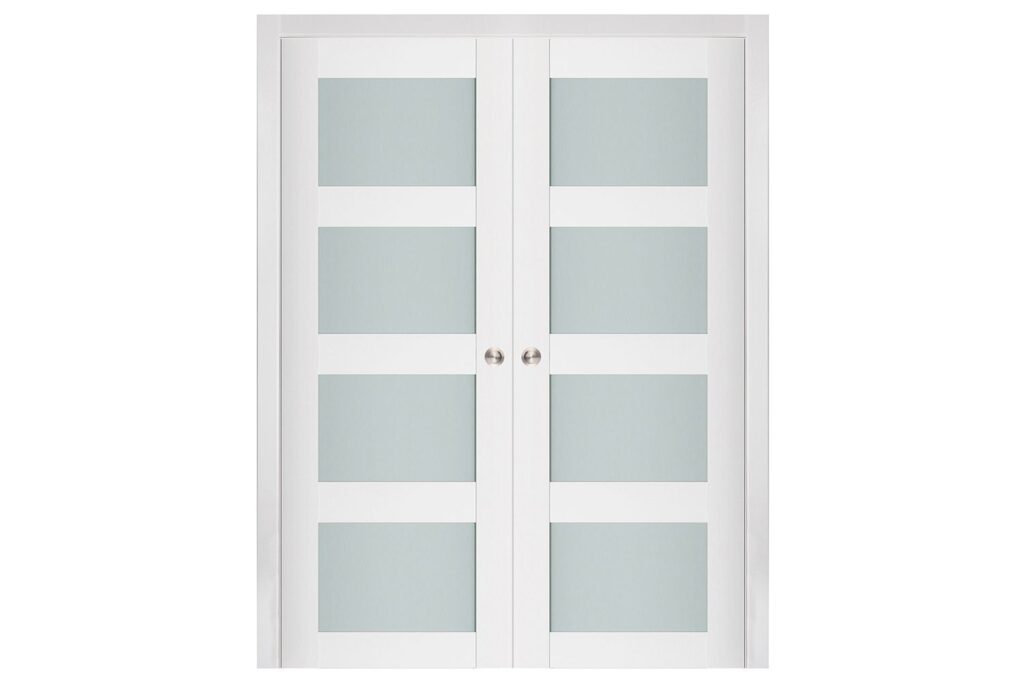 Nova Triplex 021 Soft White Laminated Modern Interior Door - Double Pocket