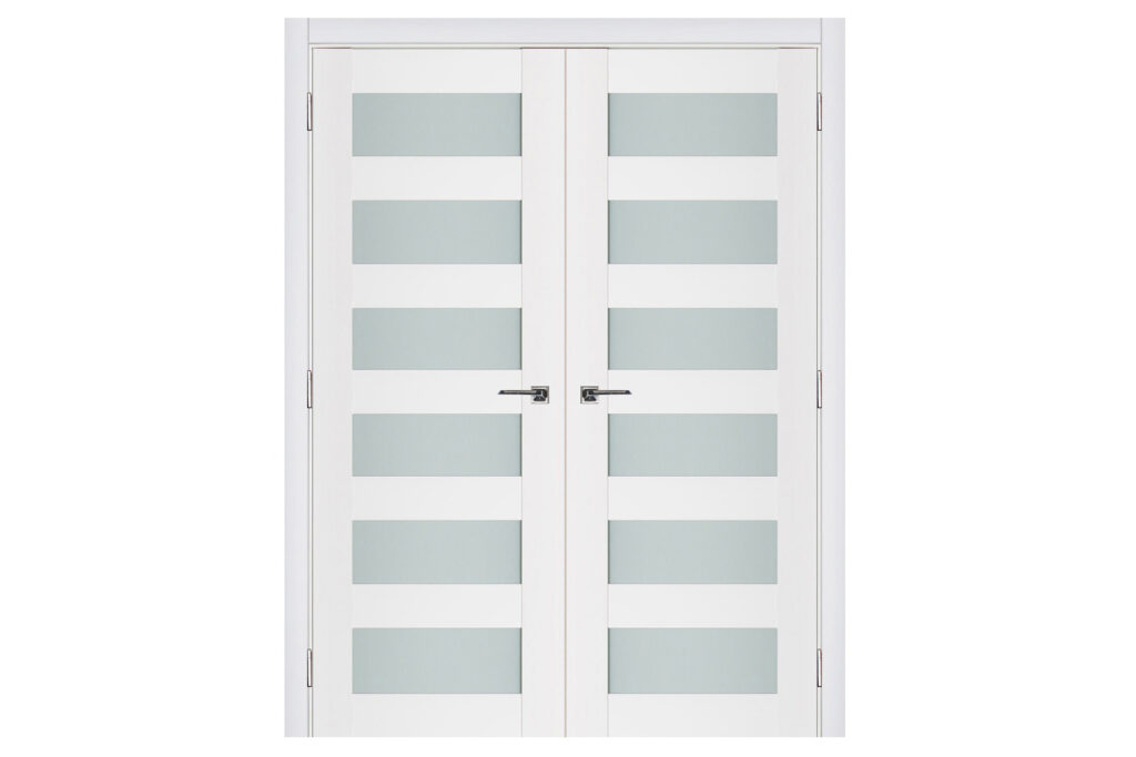 Nova Triplex 023 Soft White Laminated Modern Interior Door - Double Door