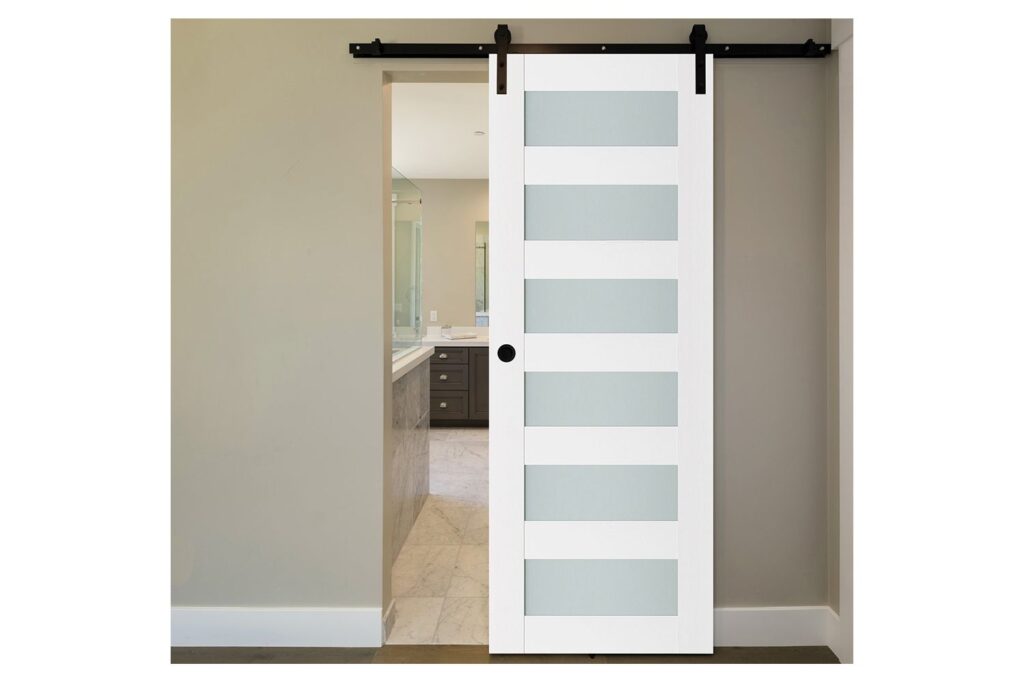 Nova Triplex 023 Soft White Laminated Modern Interior Door - Barn Door