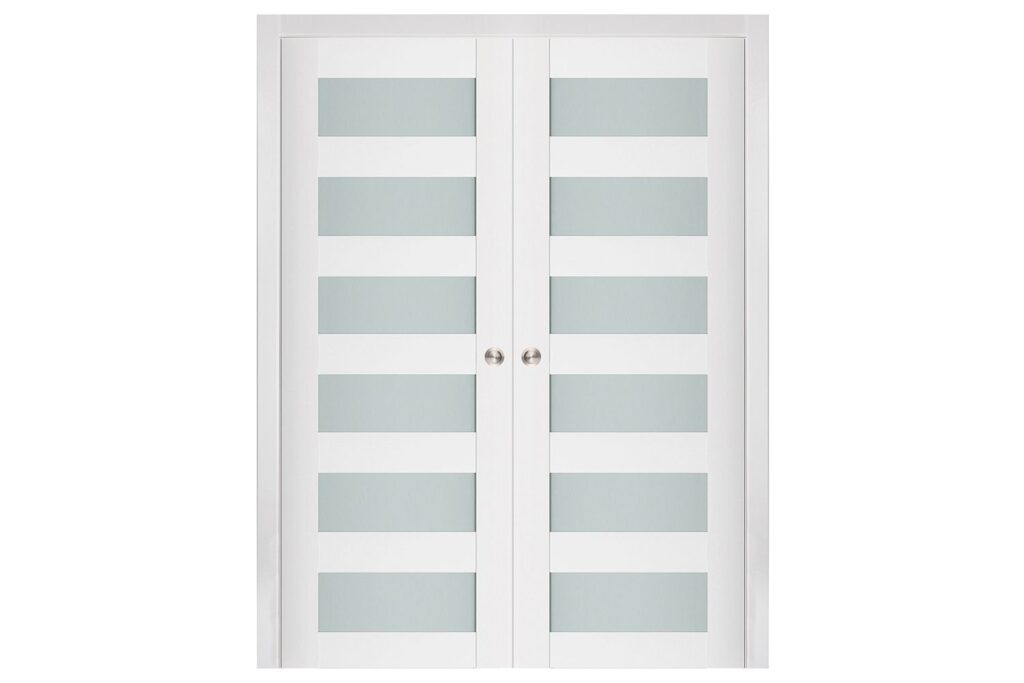 Nova Triplex 023 Soft White Laminated Modern Interior Door - Double Pocket