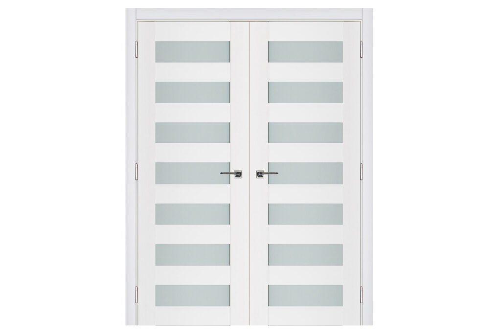 Nova Triplex 024 Soft White Laminated Modern Interior Door - Double Door