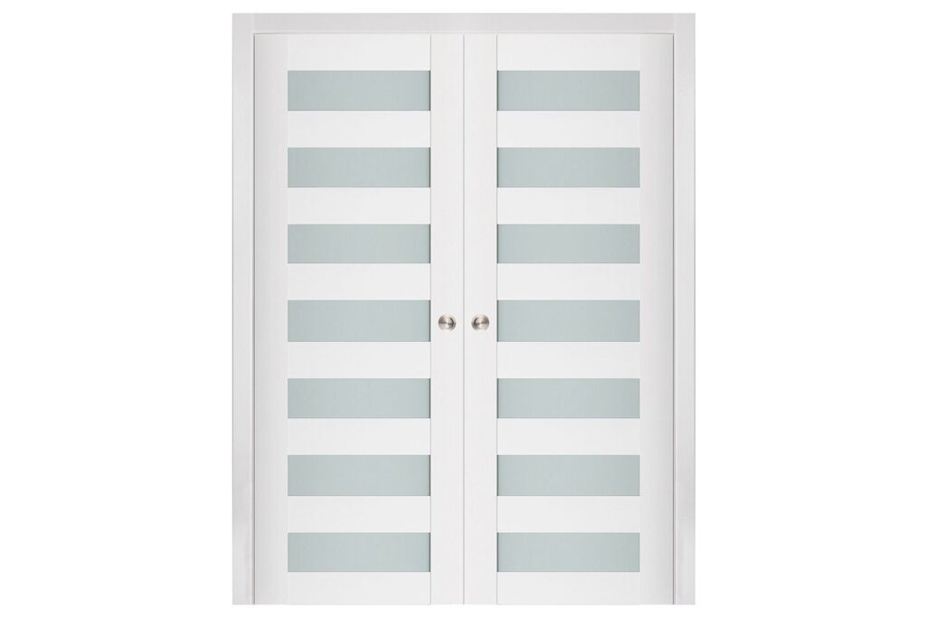 Nova Triplex 024 Soft White Laminated Modern Interior Door - Double Pocket