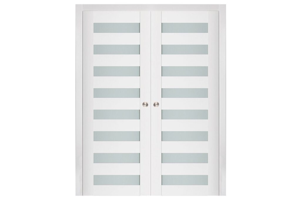 Nova Triplex 025 Soft White Laminated Modern Interior Door - Double Pocket