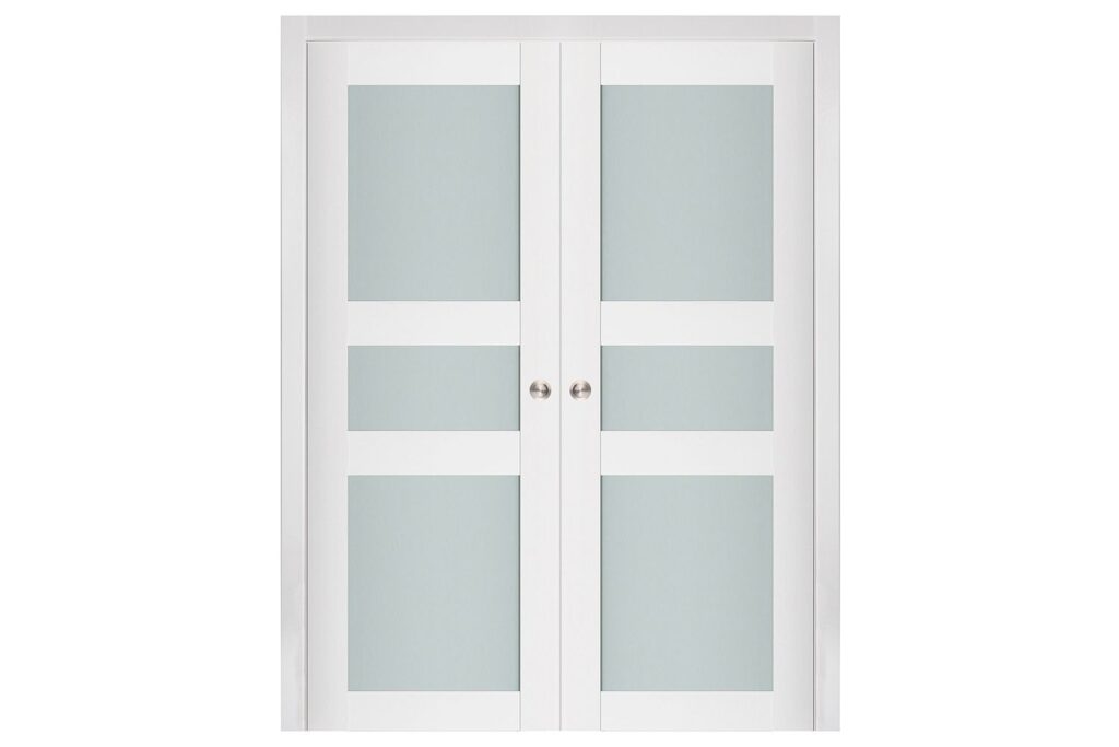 Nova Triplex 029 Soft White Laminated Modern Interior Door - Double Pocket