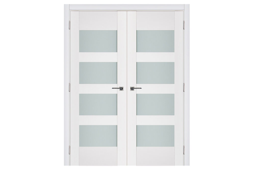 Nova Triplex 035 Soft White Laminated Modern Interior Door - Double Door