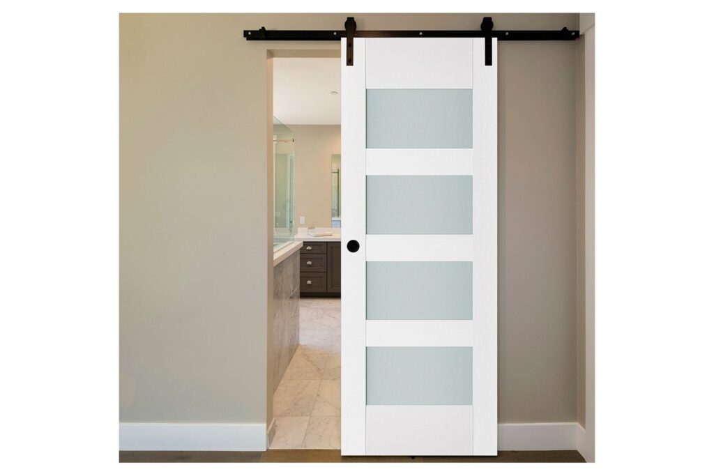Nova Triplex 035 Soft White Laminated Modern Interior Door - Barn Door