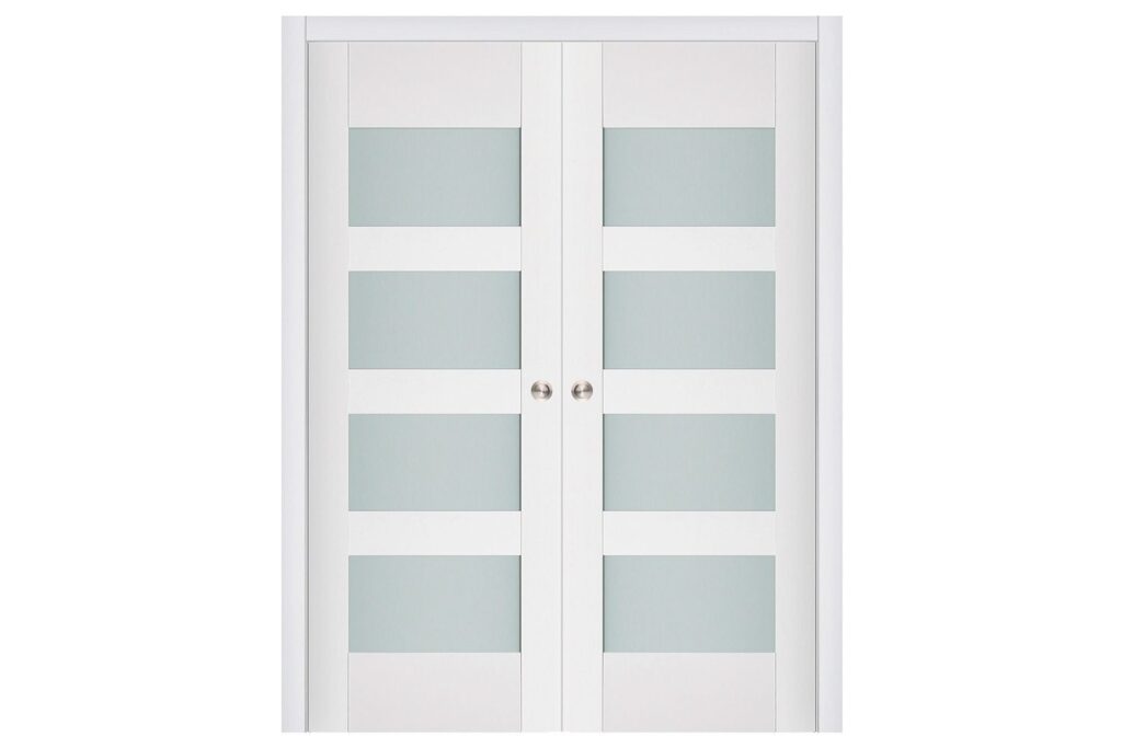 Nova Triplex 035 Soft White Laminated Modern Interior Door - Double Pocket