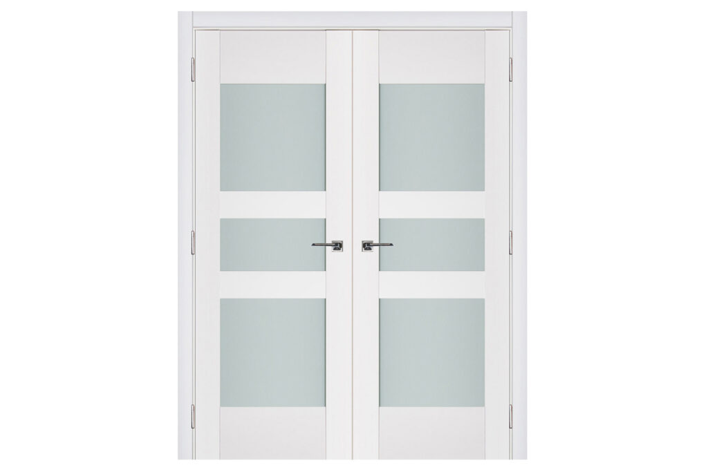 Nova Triplex 036 Soft White Laminated Modern Interior Door - Double Door