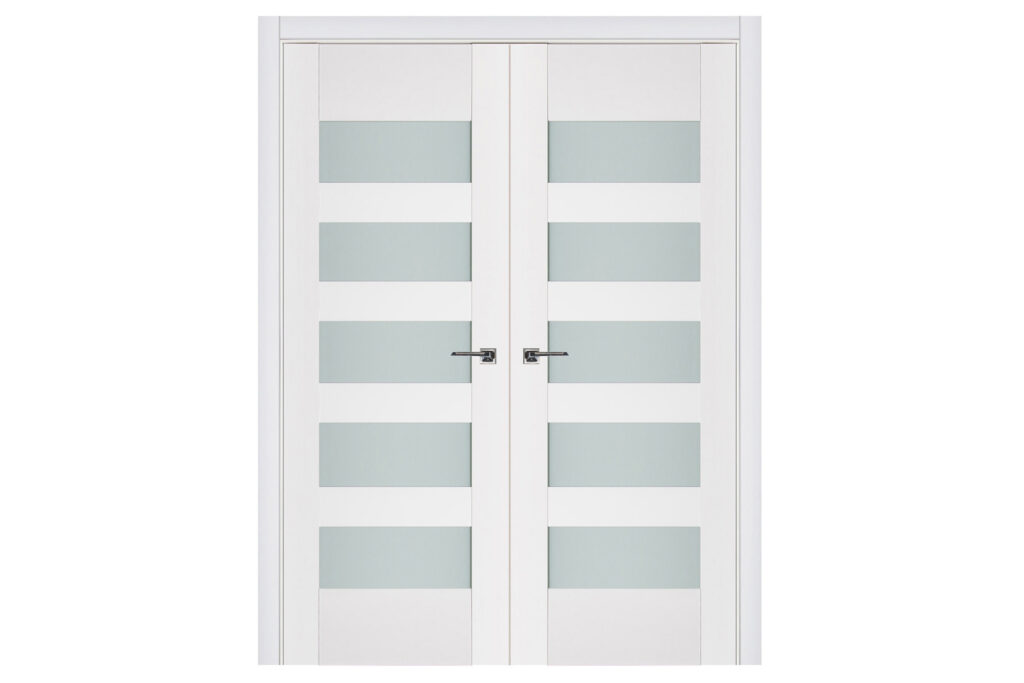 Nova Triplex 040 Soft White Laminated Modern Interior Door - Double Door