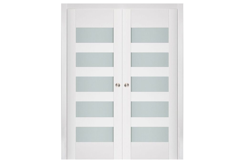 Nova Triplex 040 Soft White Laminated Modern Interior Door - Double Pocket