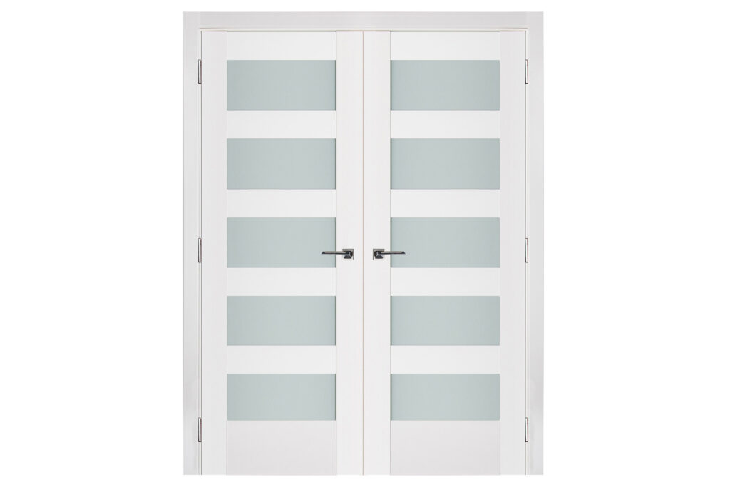 Nova Triplex 057 Soft White Laminated Modern Interior Door - Double Door