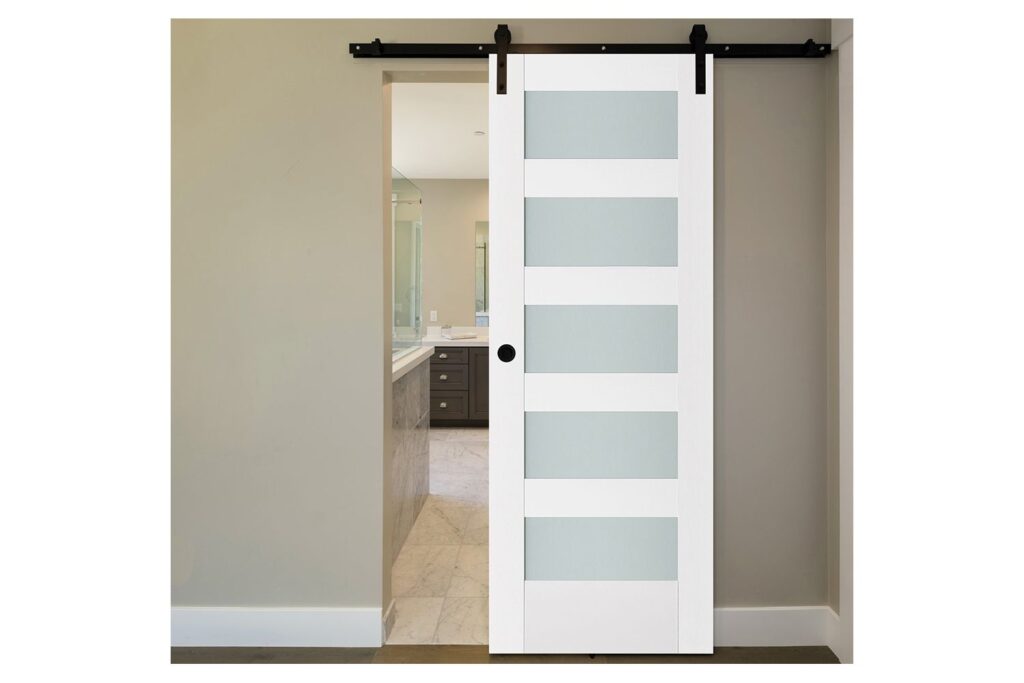 Nova Triplex 057 Soft White Laminated Modern Interior Door - Barn Door