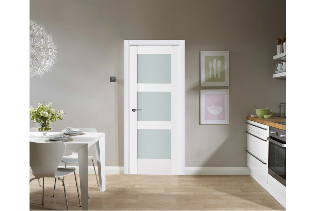Nova Triplex 058 Soft White Laminated Modern Interior Door