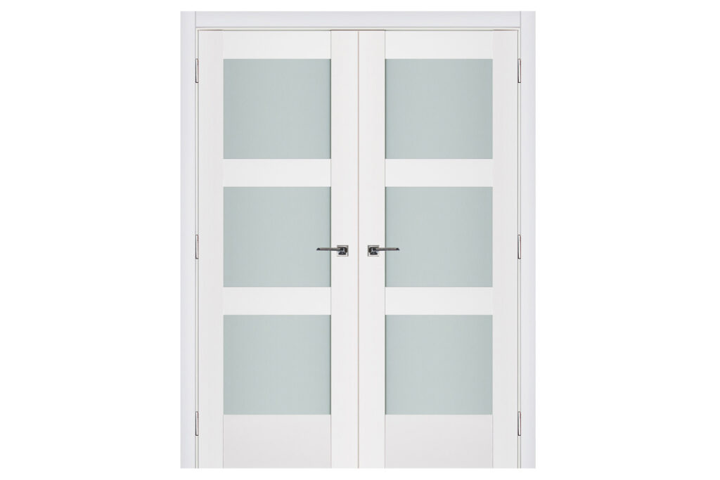 Nova Triplex 058 Soft White Laminated Modern Interior Door - Double Door