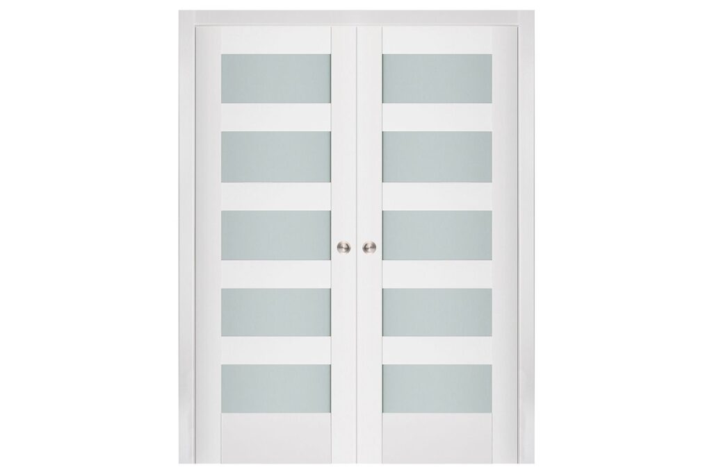 Nova Triplex 059 Soft White Laminated Modern Interior Door - Double Pocket