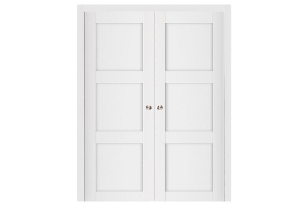 Nova Stile 025 Soft White Laminated Modern Interior Door - Double Pocket