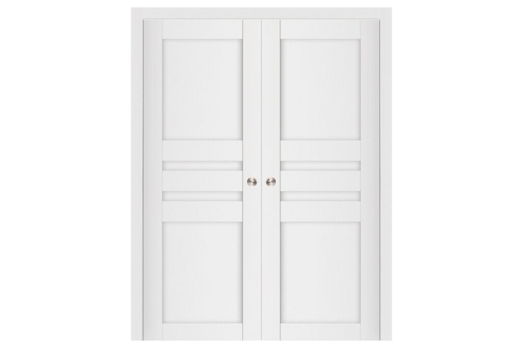 Nova Stile 032 Soft White Laminated Modern Interior Door - Double Pocket