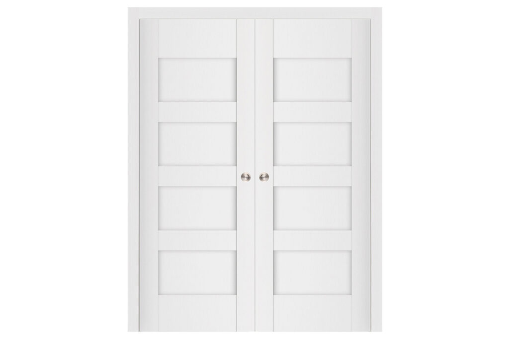 Nova Stile 035 Soft White Laminated Modern Interior Door - Double Pocket