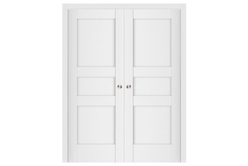 Nova Stile 039 Soft White Laminated Modern Interior Door - Double Pocket