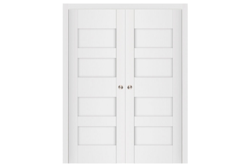 Nova Stile 041 Soft White Laminated Modern Interior Door - Double Pocket