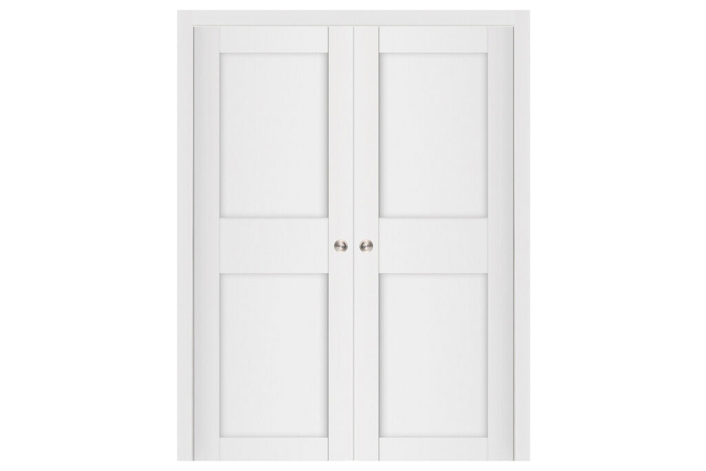 Nova Stile 043 Soft White Laminated Modern Interior Door - Double Pocket
