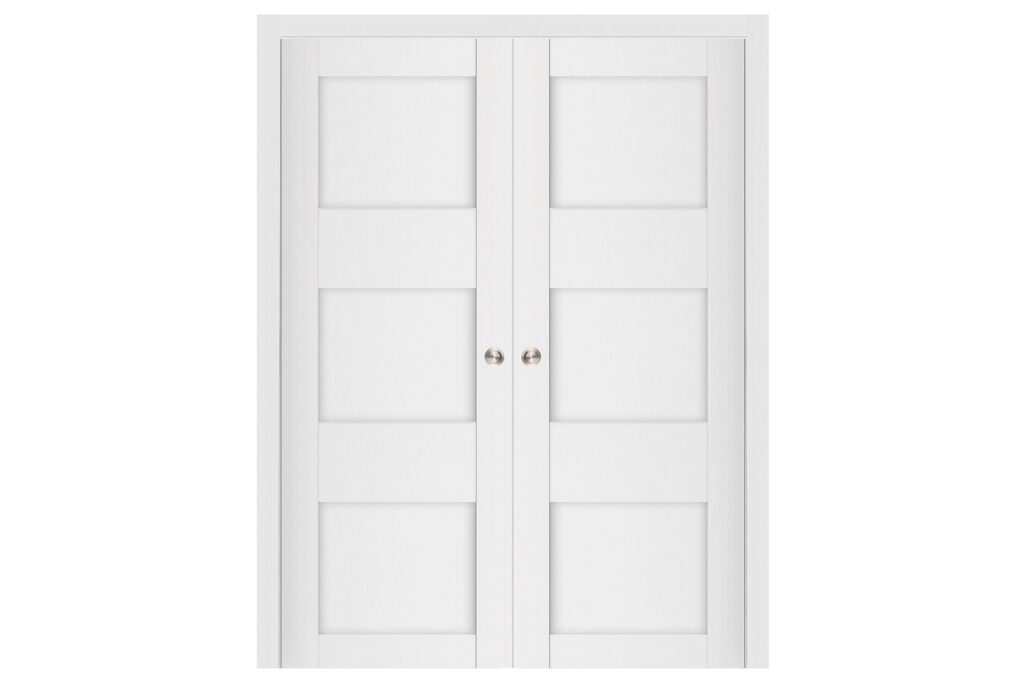 Nova Stile 044 Soft White Laminated Modern Interior Door - Double Pocket