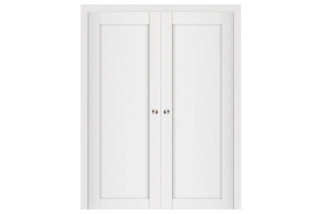 Nova Stile 054 Soft White Laminated Modern Interior Door - Double Pocket