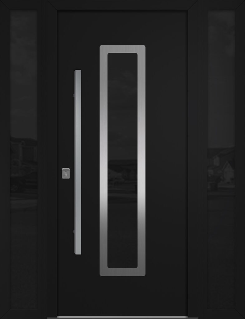Nova Inox S1 Black Modern Exterior Door w Double Sidelight Right-in