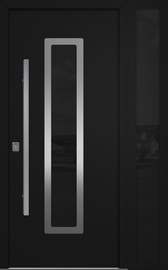 Nova Inox S1 Black Modern Exterior Door w Right Sidelight Right-in