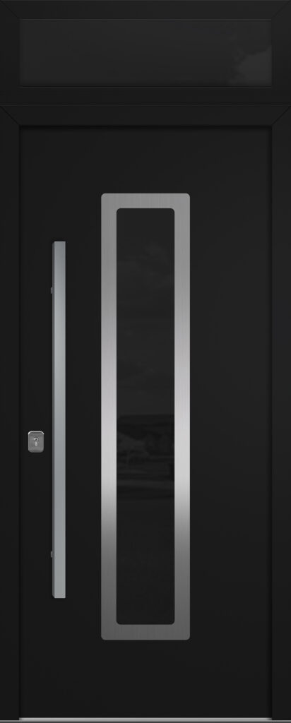 Nova Inox S1 Black Modern Exterior Door w Transom Right-in